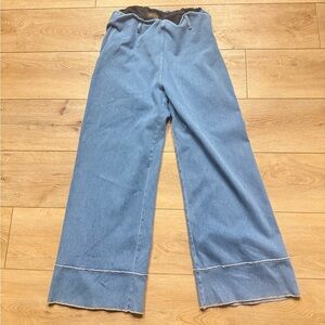 EUC‎ Women’s Large Truth By Republic Pull On Wide Leg Stretch Denim Blue Jeans